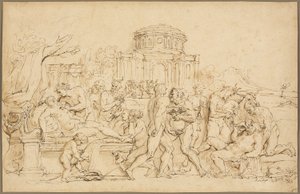 Baco y Ariadna, con Sileno, Ninfas y Sátiros