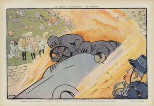 Circuito de Auvernia. Ilustración para Le Rire (litografía en color) de Raymond de la Neziere