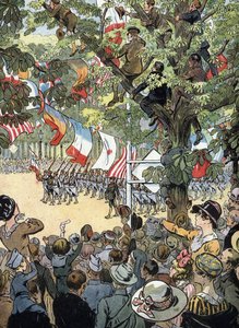 Primera Guerra Mundial: Desfile de la Victoria en la avenida de los Campos Elíseos de París el 14/07/1919: Soldados de la Armada francesa admirados por la multitud de parisinos - (Primera Guerra Mundial: desfile de la victoria en la avenida de los Campos E