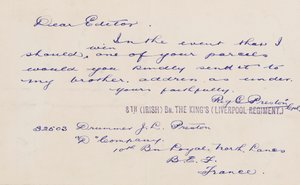 Carta al editor, 1914-18 de Reg G. Preston