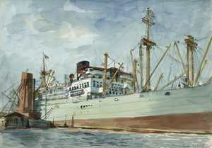 Carguero de vapor y remolcador de Reginald Marsh