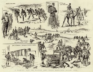 Un día de campo con el ejército egipcio, tropas maniobrando en las afueras de El Cairo (grabado) de Reginald Thomas Cleaver