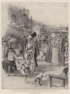 Locura y moda en Montecarlo, en las terrazas (litografía)
