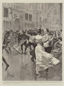 La mayoría de edad del duque de Marlborough, el baile en el palacio de Blenheim (grabado)