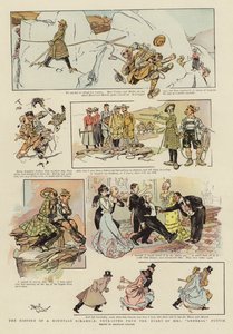 La historia de una travesía de montaña, extraída del diario de la Sra. del "General" Puttie (litografía en color)