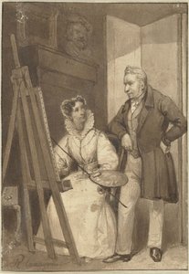 Retrato de Guillermina Federica Sofía de Prusia, princesa de Orange-Nassau, con su marido el rey Guillermo I de Reinier Craeyvanger
