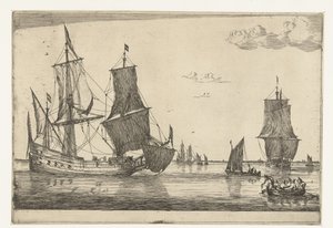 Navegación interior con un barco de flauta Trece escenas con barcos (título de la serie) de Reinier Nooms