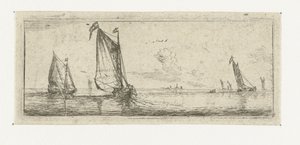 Pequeño paisaje marino con dos barcazas Pequeños paisajes marinos (título de la serie) de Reinier Nooms