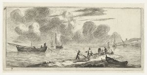 Costa con hombres pescando en aguas poco profundas Varios Embarquements et autre Faicts (título de la serie) Varias embarcaciones y similares (título de la serie) de Reinier Nooms
