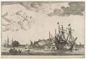 Dos barcos están listos para reparar Trece escenas con barcos (título de la serie) de Reinier Nooms
