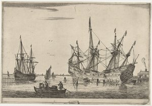 Impermeabilización del casco de un barco Trece escenas con barcos (título de la serie) de Reinier Nooms