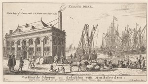 Vista del Puerto de Ámsterdam con la Oficina de la Autoridad del Agua (Página de Título) de Reinier Nooms, called Zeeman