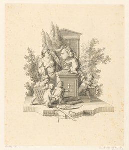 Representación alegórica con un busto de Jacob Otten Huslij de Reinier Vinkeles (I)