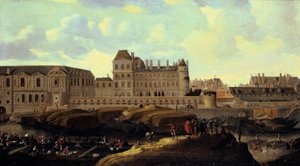 Louvre y Petit Bourbon vistos desde el Sena, París, siglo XVII de Reinier Zeeman