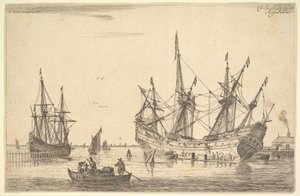 Hombres calafateando el casco de un barco, siglo XVII de Reinier Zeeman