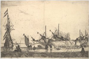 Barcos carenados para calafatear el casco, siglo XVII de Reinier Zeeman