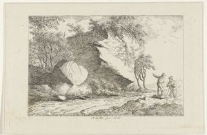 Paisaje con dos figuras junto a una roca. de Reinierus Albertus Ludovicus baron van Isendoorn à Blois