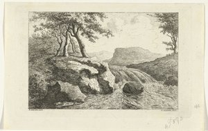 paisaje con cascada de Reinierus Albertus Ludovicus baron van Isendoorn à Blois
