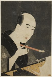 Retrato de Santo Kyoden, el Maestro de Kyobashi (Edo hana Kyobashi natori) de Rekisentei Eiri