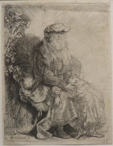 Abraham acariciando a Isaac
