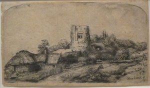 Paisaje con una torre cuadrada de Rembrandt