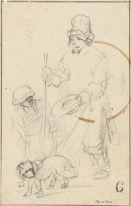 Un niño mendigo ciego y un perro de Rembrandt van Rijn
