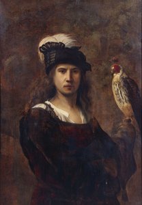 Falkner con Halcón y Sombrero de Plumas