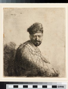 Hombre barbudo con gorro oriental de piel: el padre del artista de Rembrandt van Rijn