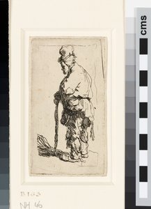 Mendigo apoyado en un bastón, c.1630 (aguafuerte) de Rembrandt van Rijn