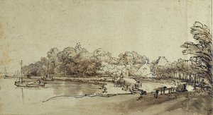 Curva en el Amstel cerca de la Casa Kostverloren, principios de la década de 1650 de Rembrandt Harmensz. van Rijn