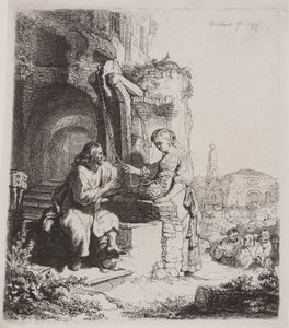 Cristo y la mujer de Samaria: Entre ruinas de Rembrandt van Rijn