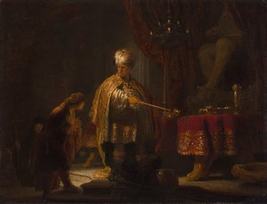 Daniel y Cyrus ante el ídolo Bel de Rembrandt Harmensz. van Rijn
