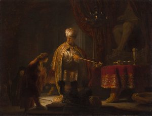 Daniel y Ciro ante el ídolo Bel de Rembrandt van Rijn