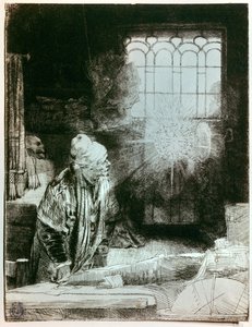 Dr. Fausto en su taller Grabado en cobre por Rembrandt Harmensz van Rijn (1606-1669) de Rembrandt van Rijn