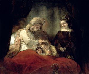 Jacob bendiciendo a los hijos de José de Rembrandt van Rijn