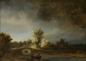 Paisaje con un puente de piedra, c.1638 de Rembrandt van Rijn