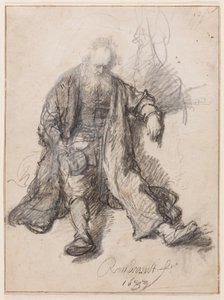 Viejo sentado (¿El lote de los borrachos), c.1630-33 (pluma, tiza y tinta sobre papel) de Rembrandt Harmensz. van Rijn
