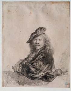 Autorretrato. Pintura de Rembrandt Harmenszoon van Rijn (1606-1669) 1639 Gabinetto Disegni e Stampe, Uffizi, Florencia