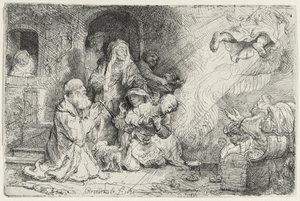 El ángel partiendo de la familia de Tobías de Rembrandt van Rijn