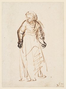 Mujer regañando (pluma y tinta sobre papel)