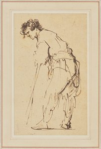 Joven apoyado en un palo de Rembrandt Harmensz. van Rijn