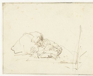 Saskia enferma en la cama de Rembrandt van Rijn (copy after)
