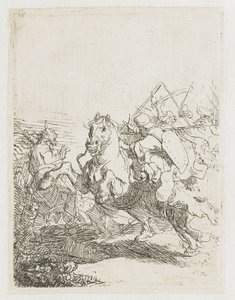 Una batalla de caballería de Rembrandt van Rijn