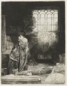 Una erudita en su estudio de Rembrandt van Rijn