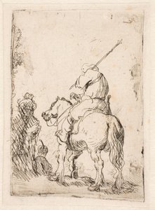 Un soldado con turbante a caballo de Rembrandt van Rijn