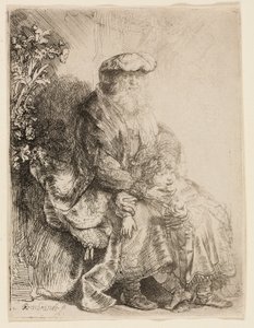 Abraham acariciando a Isaac de Rembrandt van Rijn