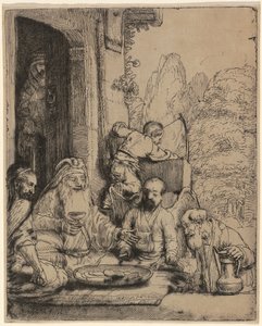 Abraham recibiendo a los ángeles de Rembrandt van Rijn