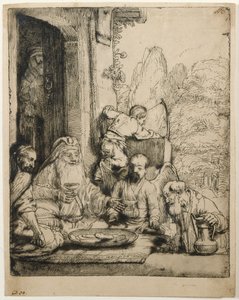Abraham agasajando a los ángeles de Rembrandt van Rijn