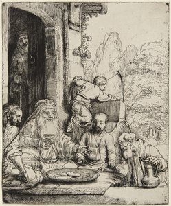 Abraham agasajando a los ángeles de Rembrandt van Rijn