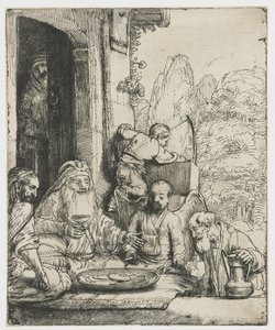 Abraham entreteniendo a los ángeles de Rembrandt van Rijn